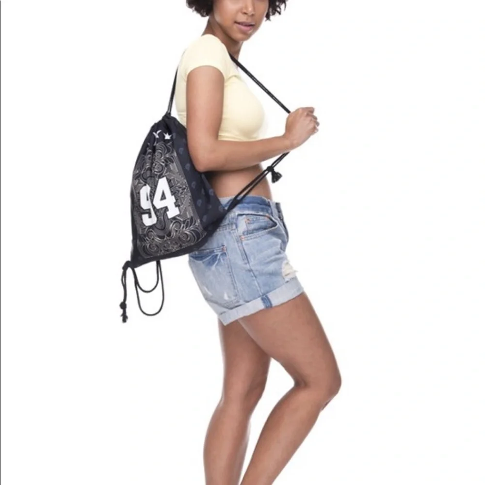 Black Bandana Unisex Draw String Backpack Bag Sack